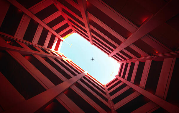 Long angle shot of an airplane